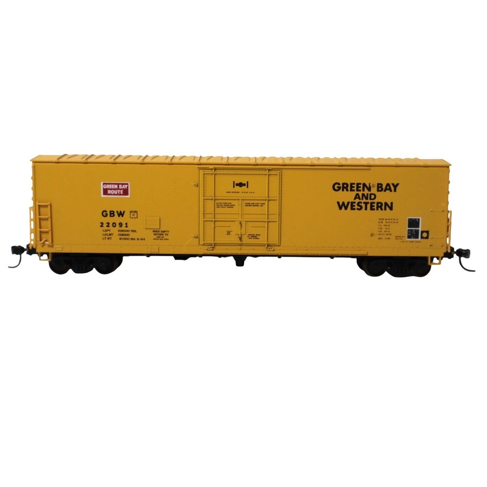Green Bay and Western GBW 22091 Yellow Boxcar Model Train Freight Car HO Scale